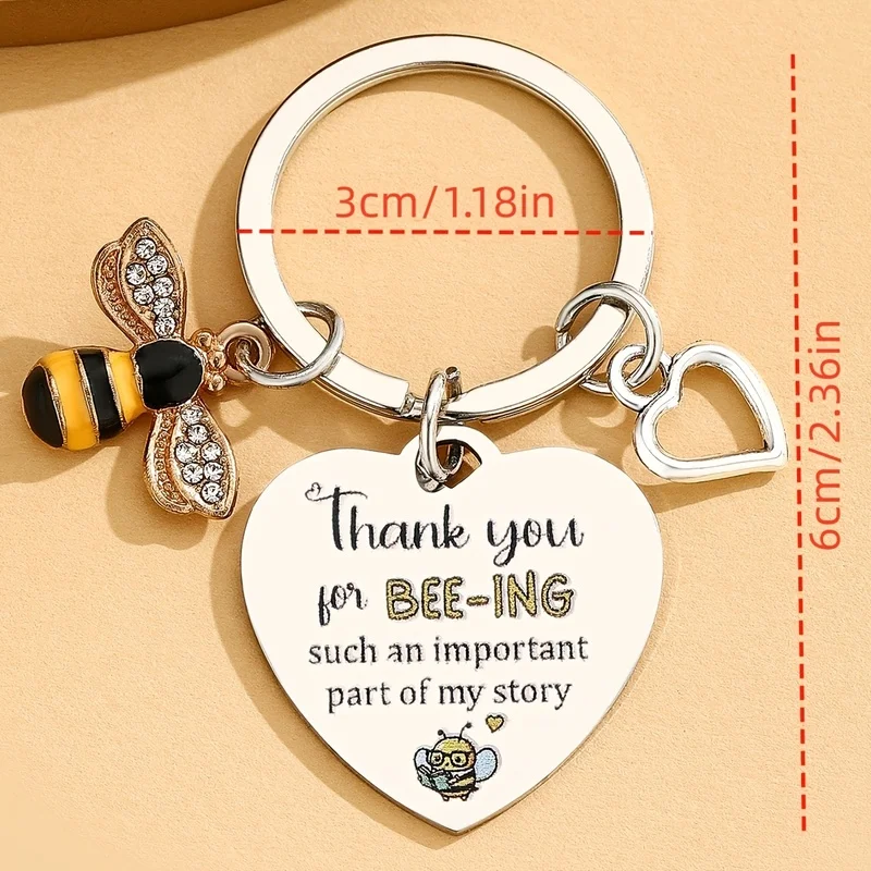 Bee Teacher Keychain – Thank You Appreciation Gift for Women, Best Teacher Birthday Christmas Valentine's Day