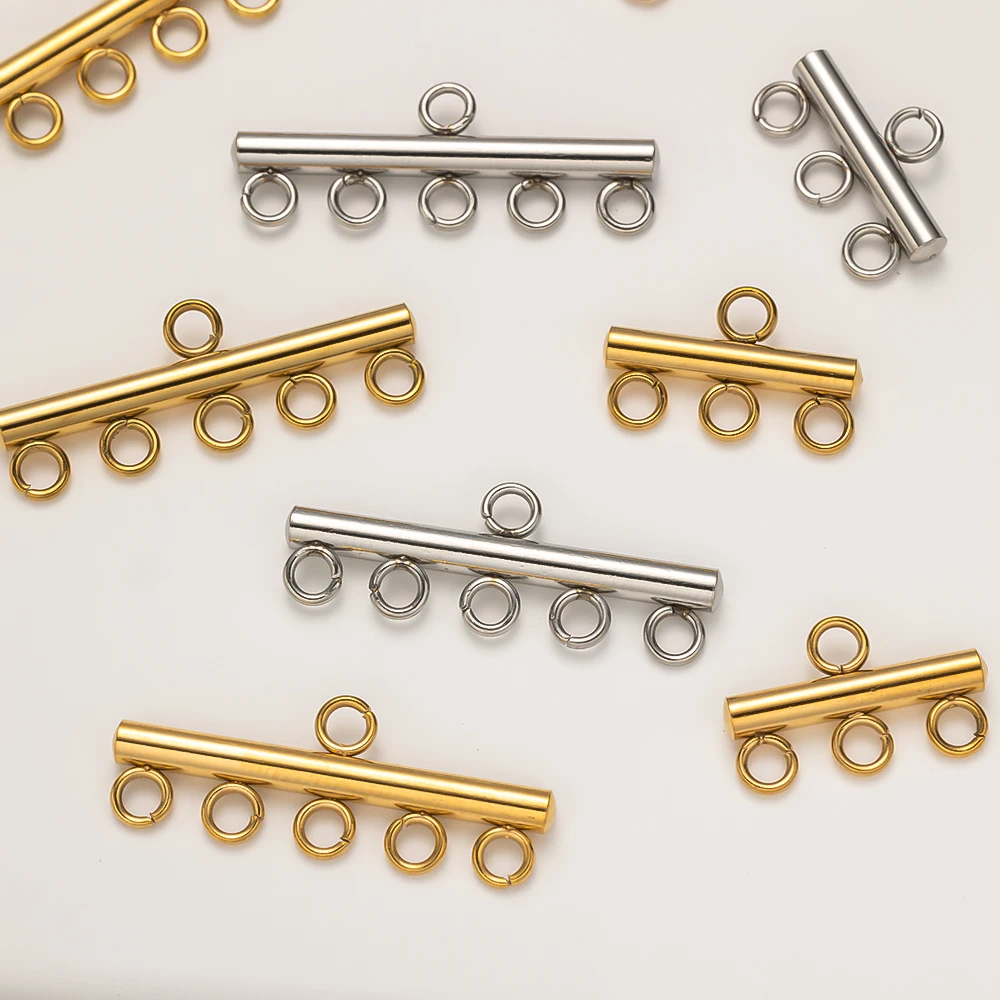 5pcs Stainless Steel Multi Strand Porous Connector Layer Clasp Bails Pendant For DIY Necklace Bracelet  Jewelry Making Supplies