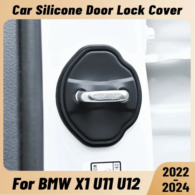 For BMW X1 U11 U12 2022-2024 Car Door Shock Absorber Door Lock Protector Silicone Auto Door Lock Latches Cover Accessories