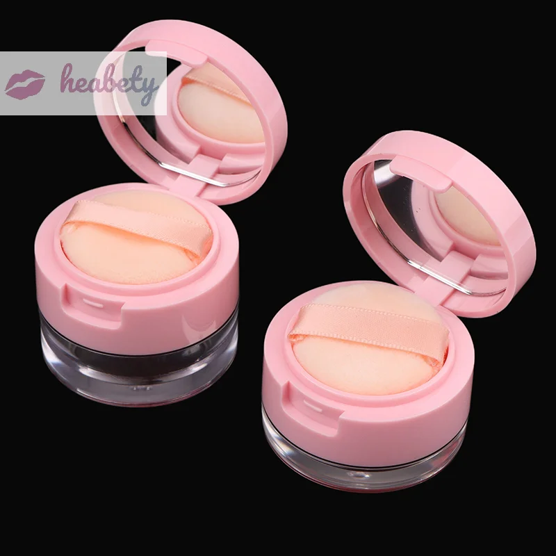 

1PC Portable Plastic Powder Box Empty Loose Powder Container With Sieve Mirror Cosmetic Sifter Loose Jar Travel Makeup Container