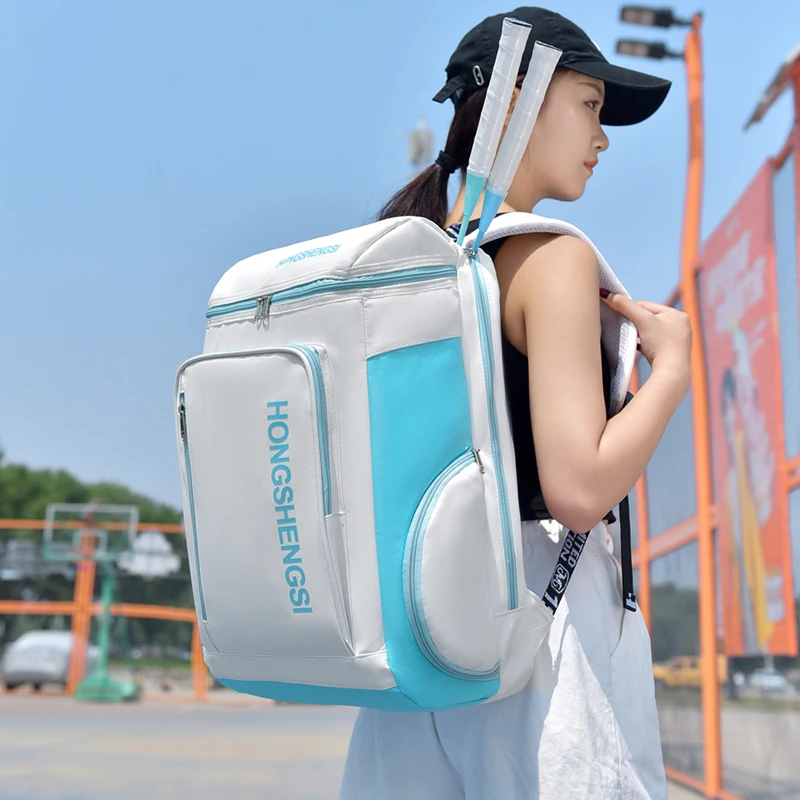 

Badminton Tennis Rackets Backpack with Shoes Pocket Outdoor Sports Training Commuting Hiking Bag Large Laptop College Schoolbag