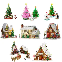 Christmas Snow Village House Christmas Tree Gingerbread House Building Block Set New Year Atmosphere Decorations Children Gifts