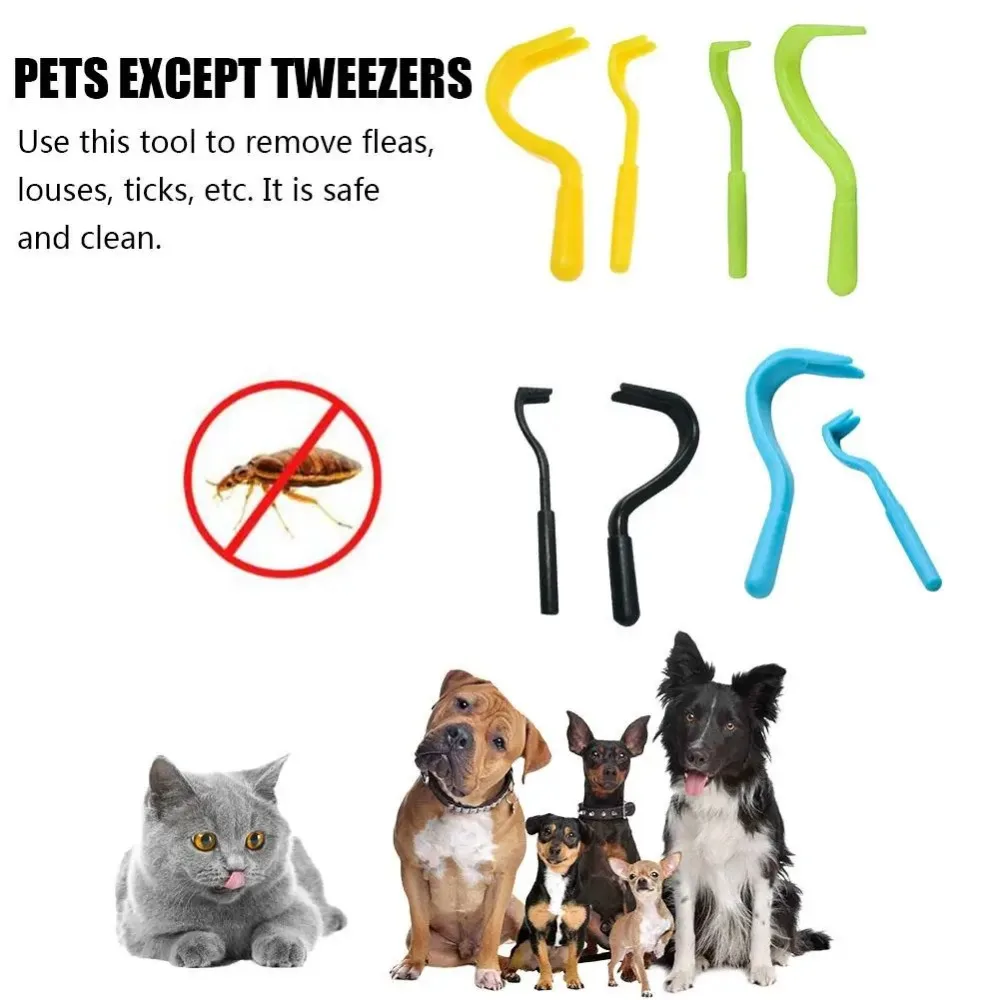 2PCS Pets Tick Removal Tool Dual Teeth Tick Twistered Cats Dogs Cleaning Supplies Mites Twist Hook Remover Hook Pet Supplies