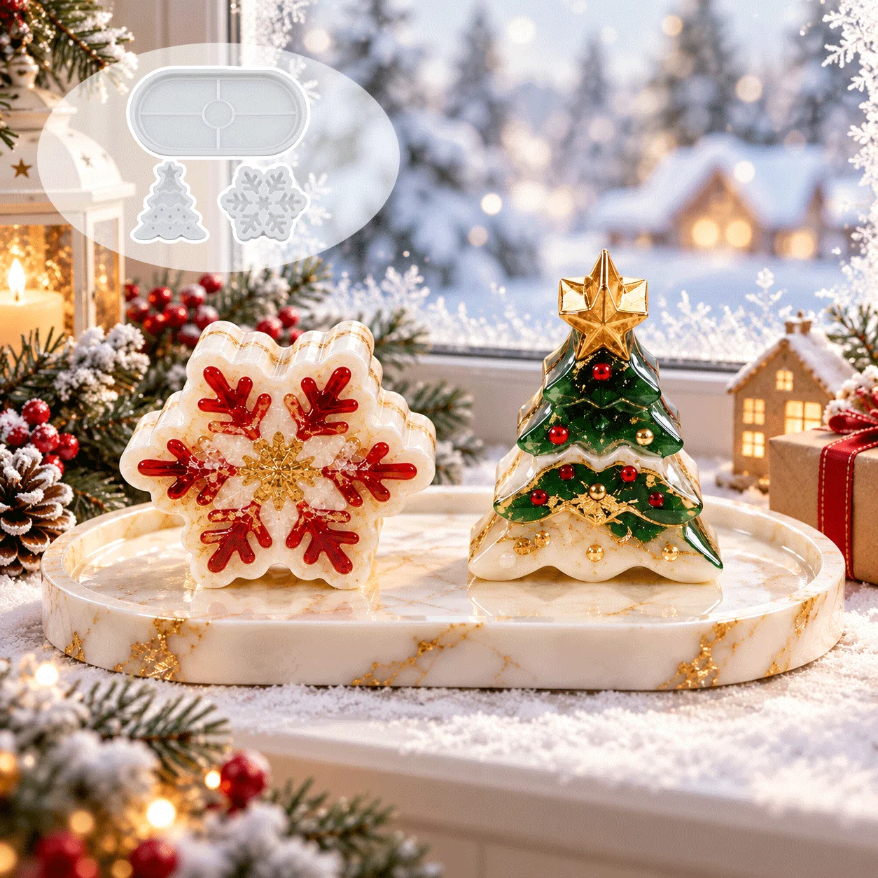 Christmas Oval Tray Silicone M - огляд і ціна Silicone Epoxy Resin Molds Set