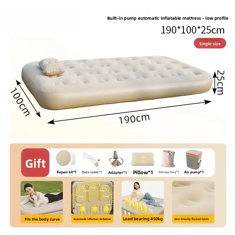 Foldable Self-Inflating Camping Air Mattress Thick Moisture-Proof Portable Sleeping Pad With Quick Air Valve For Outdoor Tent