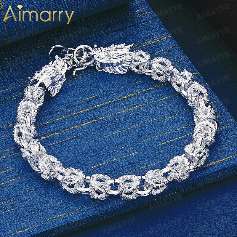 925 Pure Silver Chinese Style Three-dimensional Dragon Head Bracelet Men's and Women's High-quality Fashion Jewelry