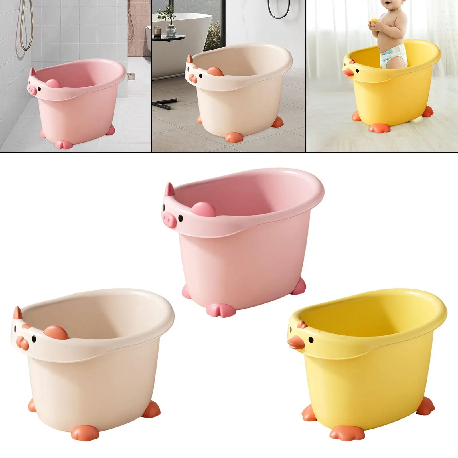 Baby Bathtub Upright Kids Bath Tub Sit and Soak Baby Bath Bucket with Support Seat for Ages 5-8 Years Old Children