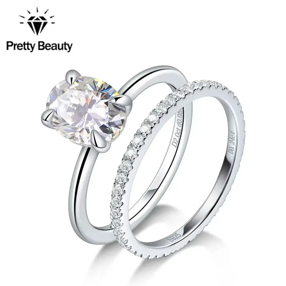 

Кольцо для помолвки LinkerLove с овальным муассанитом 2 карата, из стерлингового серебра S925, для женщин, обручальное кольцо с бриллиантами, ювелирный набор