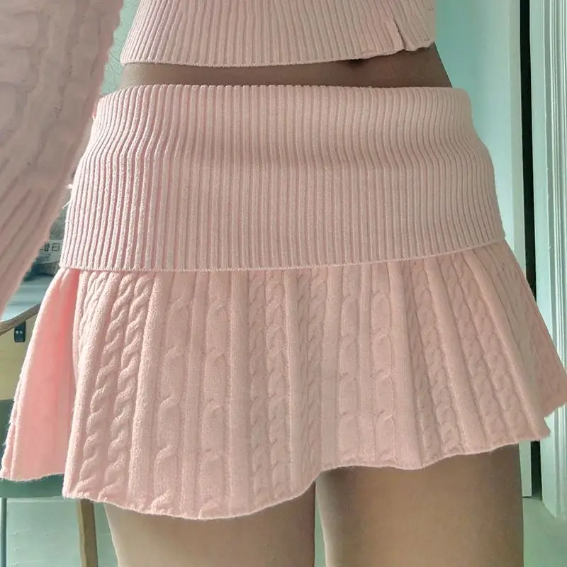 

Gagaok American Retro Women Skirt Sexy Fold Waist Design Fried Dough Twists Short Skirts Sweet Cute Versatile Hot Girl Clothes