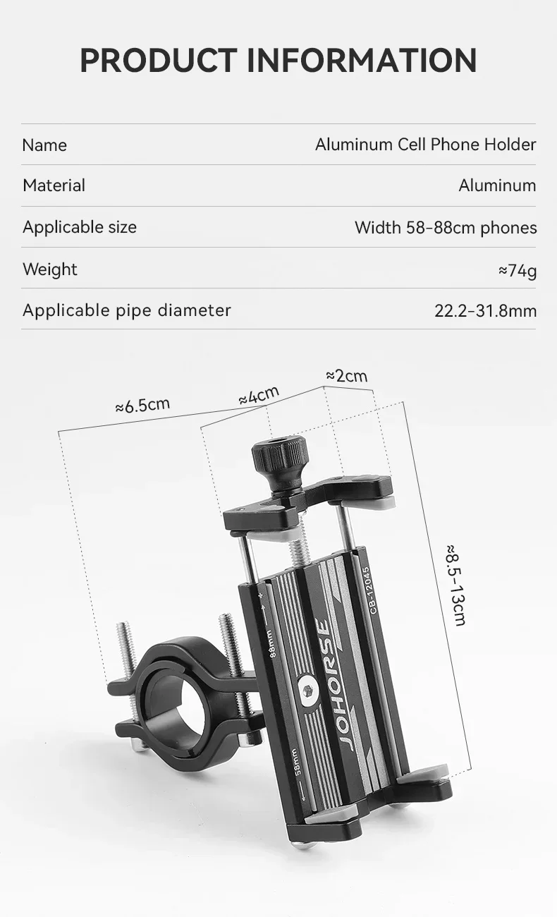Universelle Fahrrad-Handyhalterung aus Verstellbarem Aluminiumlegierung für Roller und Fahrräder mit Halterungsbasis und Clip – Detail 2