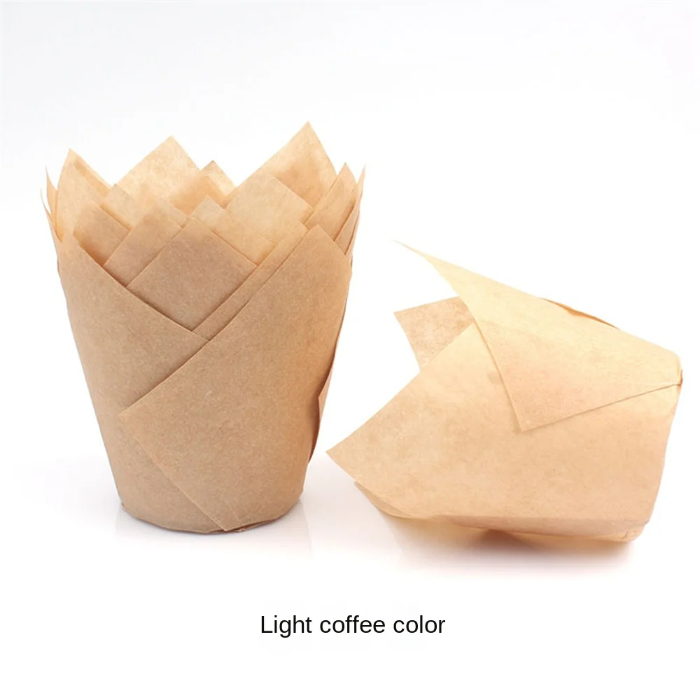 Tulip Paper Cup Beautiful Color Non-stick Oil-proof Paper Cup Solid Color Cake Cups Paper Tray Baking Cup Variety Of Styles
