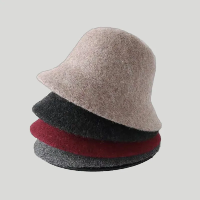 Autumn Winter Wool Bucket Hat Women Fashion Vintage Fisherman Hats Versatile Cap Spring Felt Hat 6 Colors Foldable free shipping