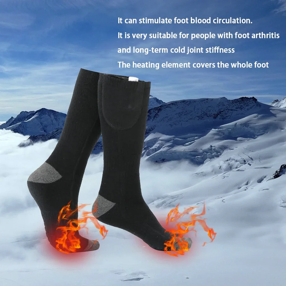 Winter Elastic Electric Heating Socks Men\'s Women\'s Breathable Heated Socks Charging Anti-Cold Foot Warmer Stockings No Battery