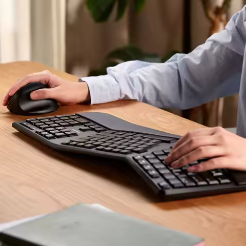 Sanwa Alice Membrane Keyboard Vertical Mouse with Rest 2.4g Wireless Custom 104keys Ergonomic Gaming Office Keyboard Mouse Set