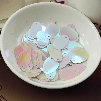 100Pcs 12*20mm Oval Egg Shape Flat Sequins PVC Paillettes Dance Clothing Sewing Craft Women DIY Garment Lentejuelas Accessories