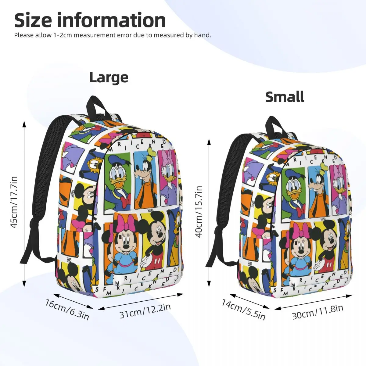 Mickey And Friends Group Casual Backpack Lightweight High School Hiking Travel Daypack Men Women Laptop Computer Shoulder Bag