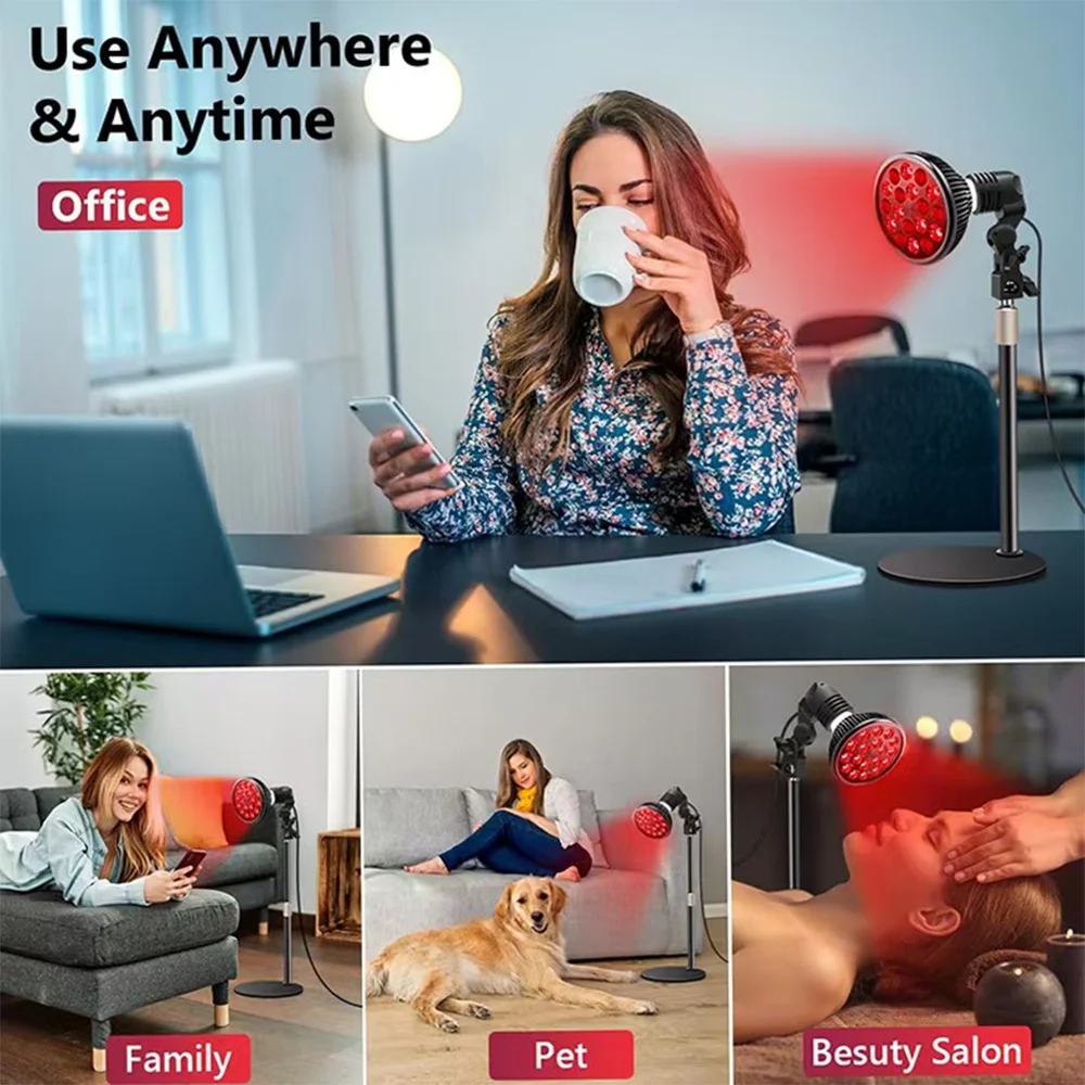 54W Red Light Therapy Lamp - LED Face & Body Beauty&Treatment, Adjustable Stand 10-16.5in, 18 LEDs 660nm & 850nm Combo Lamp - view 5