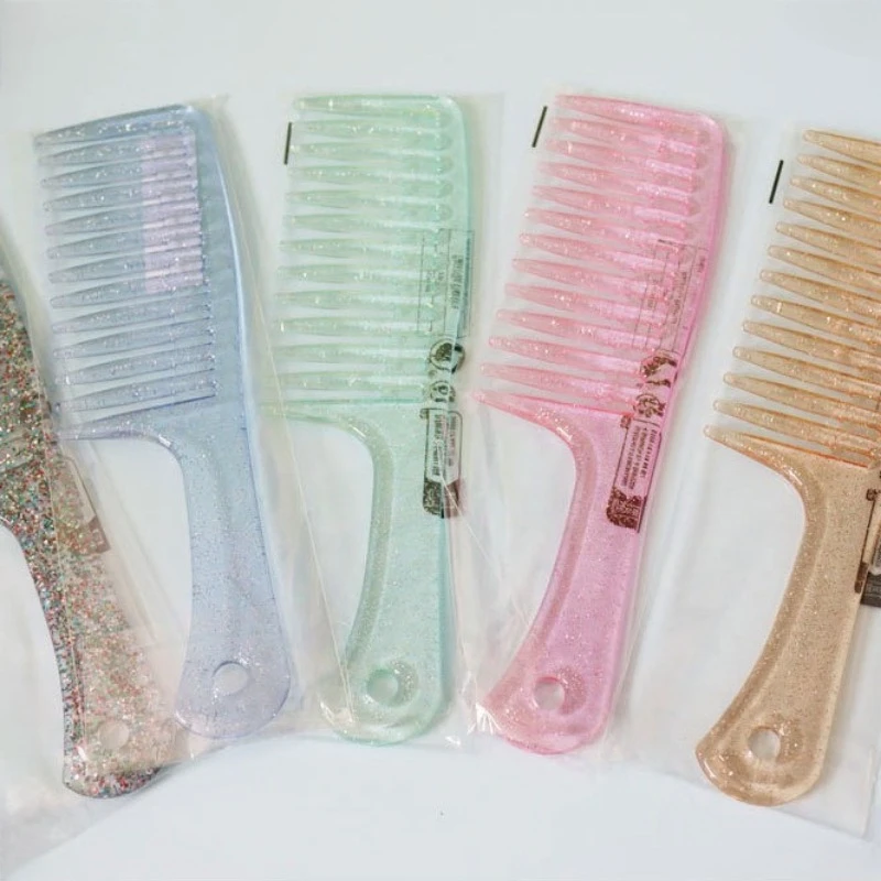 Hairdressing Combs Resistant Woman Wet Hook Curly Hair Brushes Jelly Sparkling Styling Tools Coarses Wide Spikes Tooth Wholesale