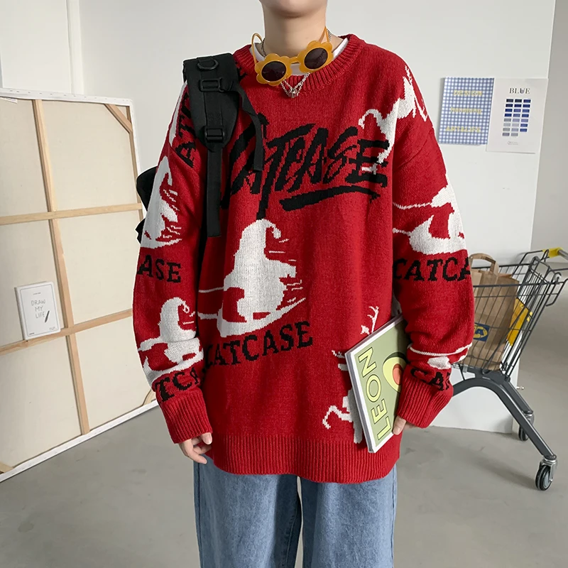 Pullovers Men Sweater Thick Winter Unisex Couple Korean Loose Christmas Knitting Ins Casual Trendy O-neck Harajuku Various Style