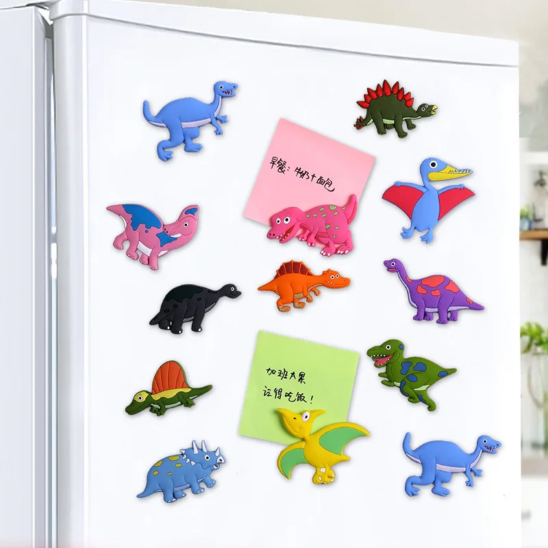 12 teile/satz cartoon pvc kühlschrank magnete für kinder kreative dinosaurier tier magnete für kinder magnetische magnete für kühlschrank