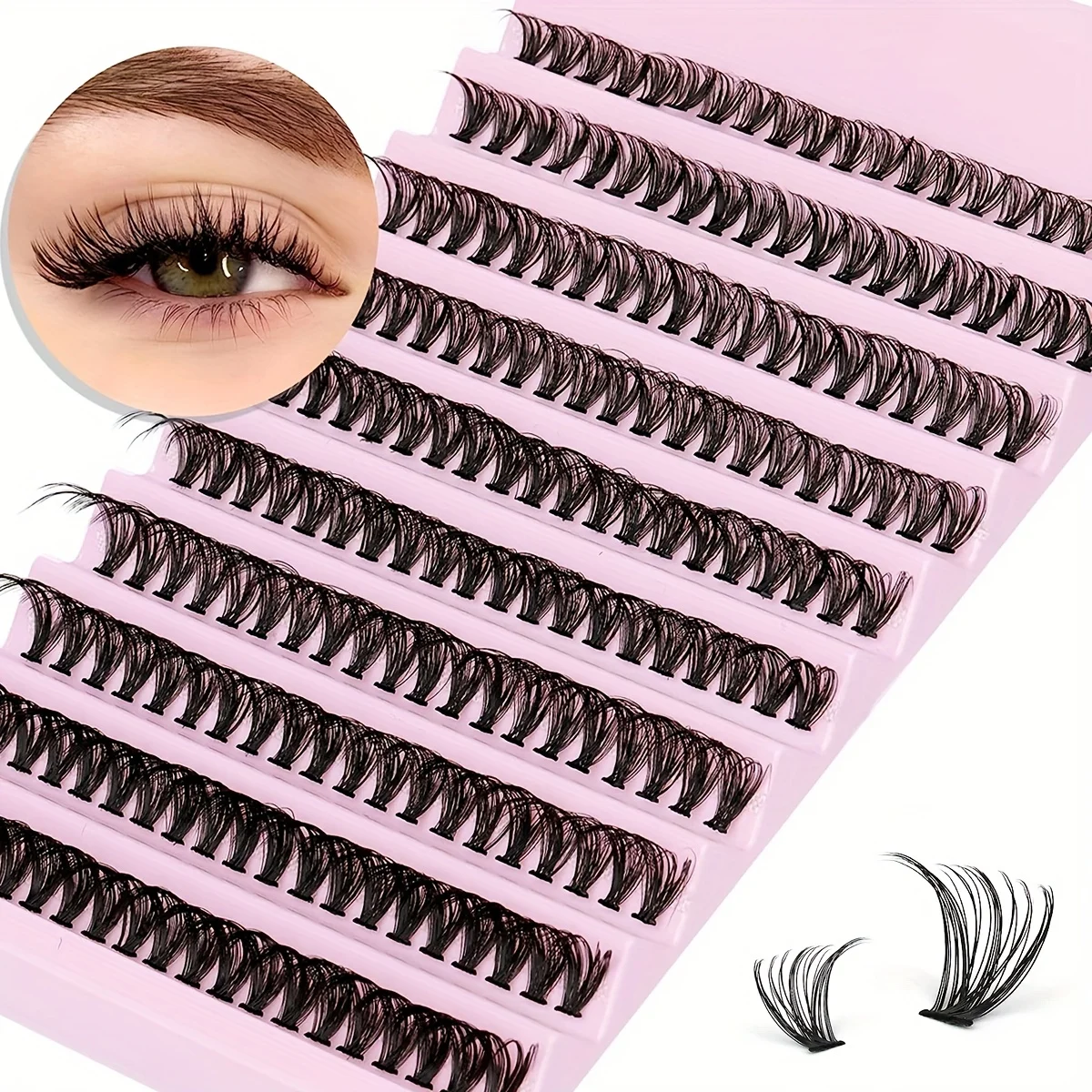 Wimpernbüschel Katzenwimpern Flauschige Einzelwimpernverlängerungen Voluminöse Flauschige Büschelwimpern DIY-Wimpern Make-up für Partys – Detail 7