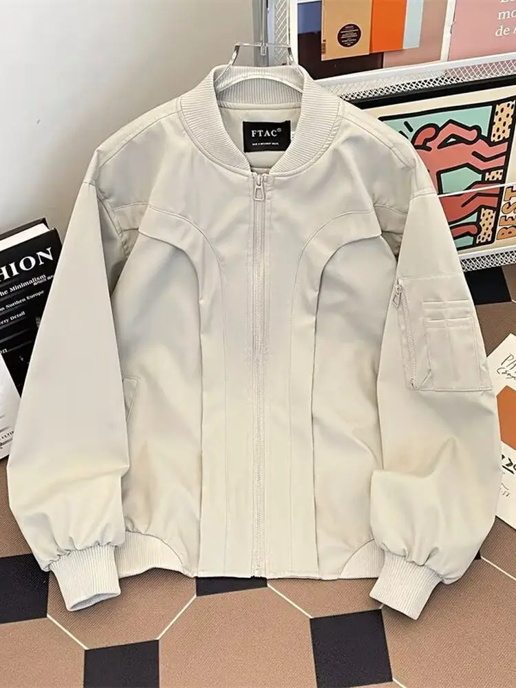 

High Quali American Sle Men's Flight Jaet Spring Autumn Loose Casual Baseball orm Trendy Couple's Outerwear