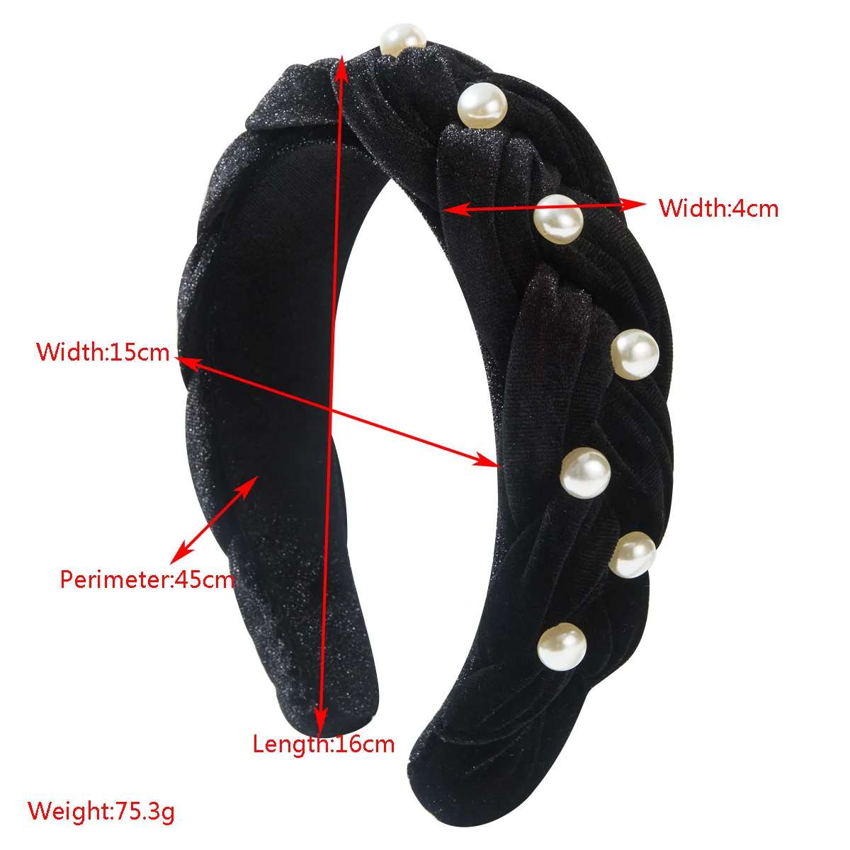 Winter/Autumn Women Thick Braids Headband Solid Adults Headdress Pearl Padded Hairband Wide Hair Hoop Women Hair Ornament 2
