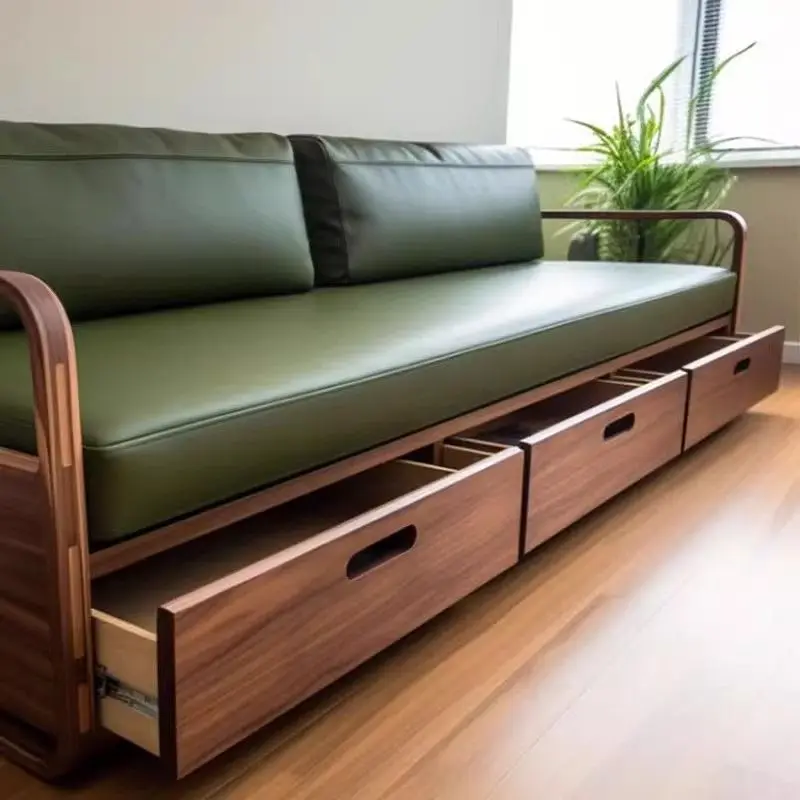 

Modern minimalist design New North American black beard storage straight row sofa New Chinese villa B & B light luxury advanced