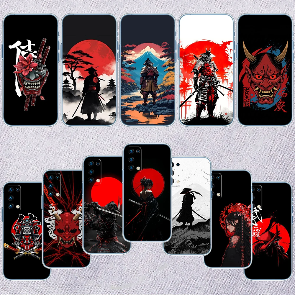 IM40 Japan Samurai Mask Transparent Phone Case for Samsung Galaxy A04 A04S A14 A23 A34 A54 M23 M33 M52 M53