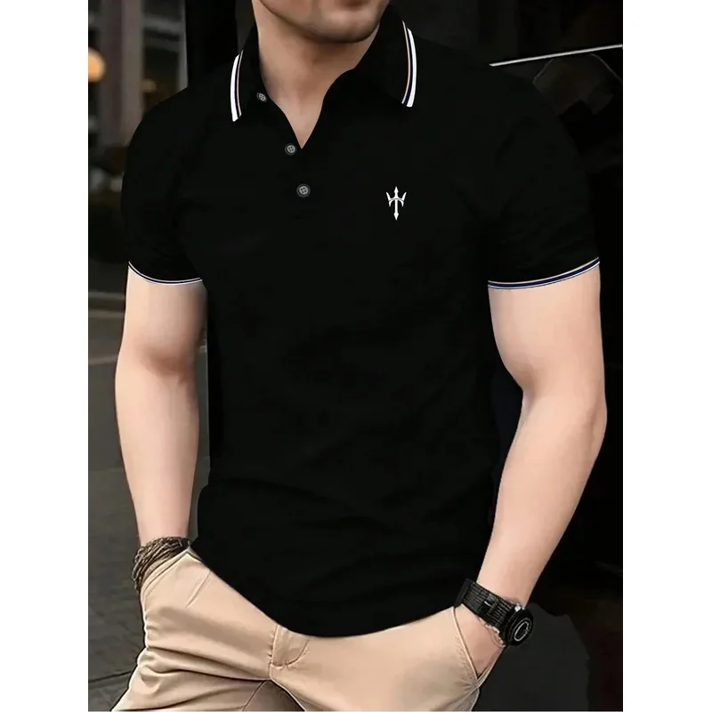 The 2025 summer new men's POLO shirt is breathable, sweat-absorbent, casual and simple, paired with a 3D-printed men's T-shirt
