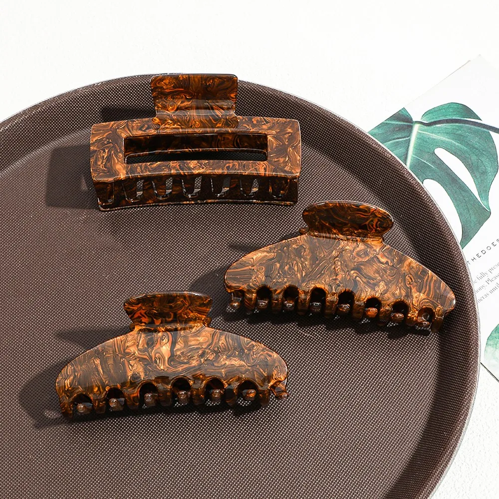 1 قطعة/3 قطعة مشابك شعر على شكل صدفة سلحفاة من الأسيتات 3 عبوات |   عقد قوي للشعر السميك/الناعم |   مقاطع الفك غير القابلة للانزلاق على الطراز الفرنسي القديم