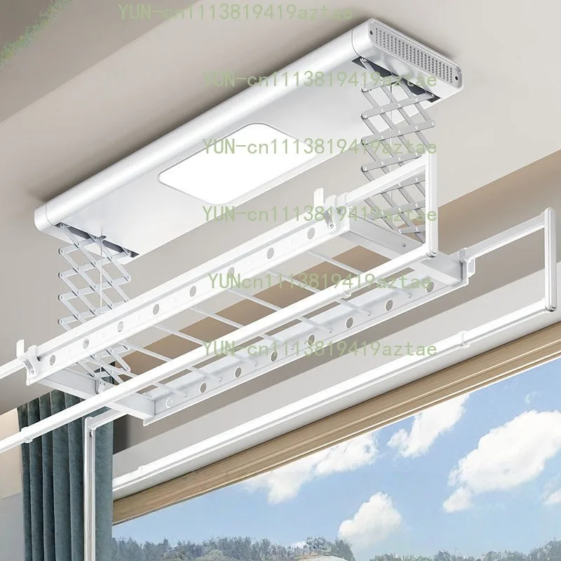 Household Balcony Intelligent Remote Control Drying Rack, 9 Vertical Horizontal Rods with Air Dry Lifting System