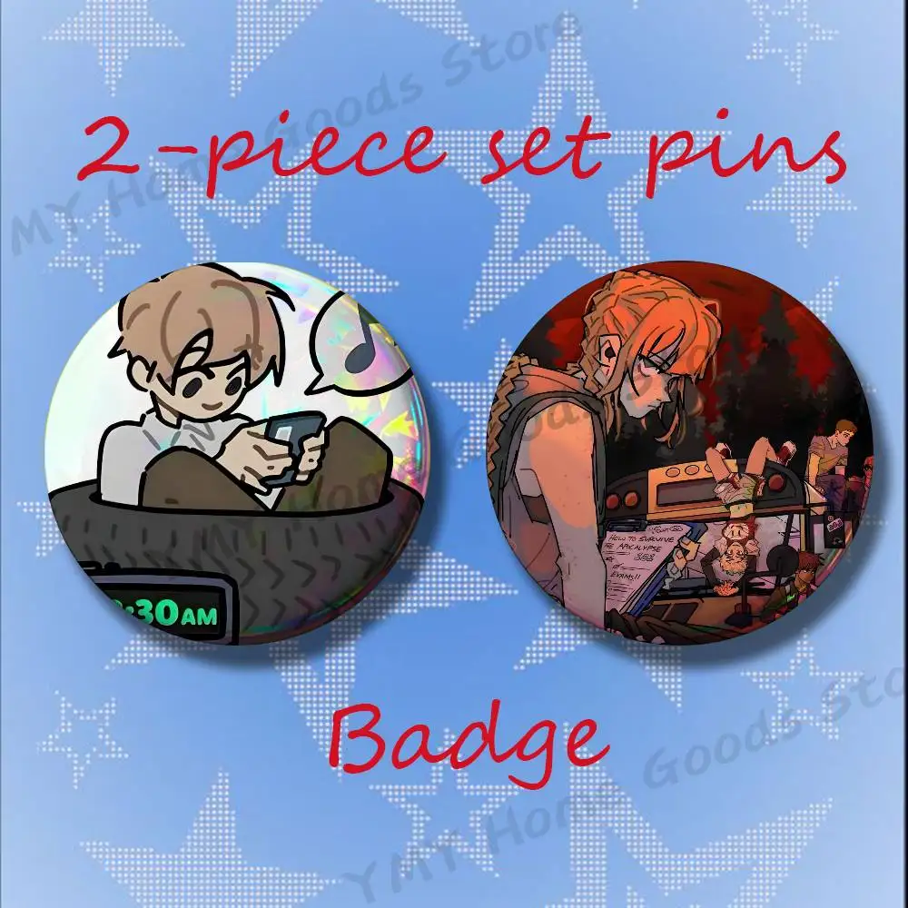 Anime SBG School B-Bus G-Graveyard Brooches for Backpack Accessories 25 32 44 58 75mm Round 2-piece set Free Mix