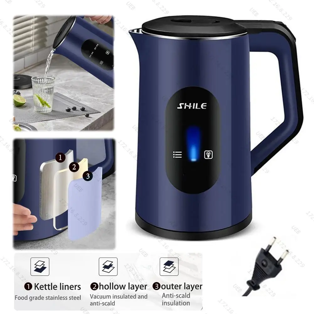 2.2L Stainless Steel Electric Digital Display Large Tea Kettle Auto-Shutoff Thermal Water Kettle 1500W Fast Boil Tea Pot Kettle