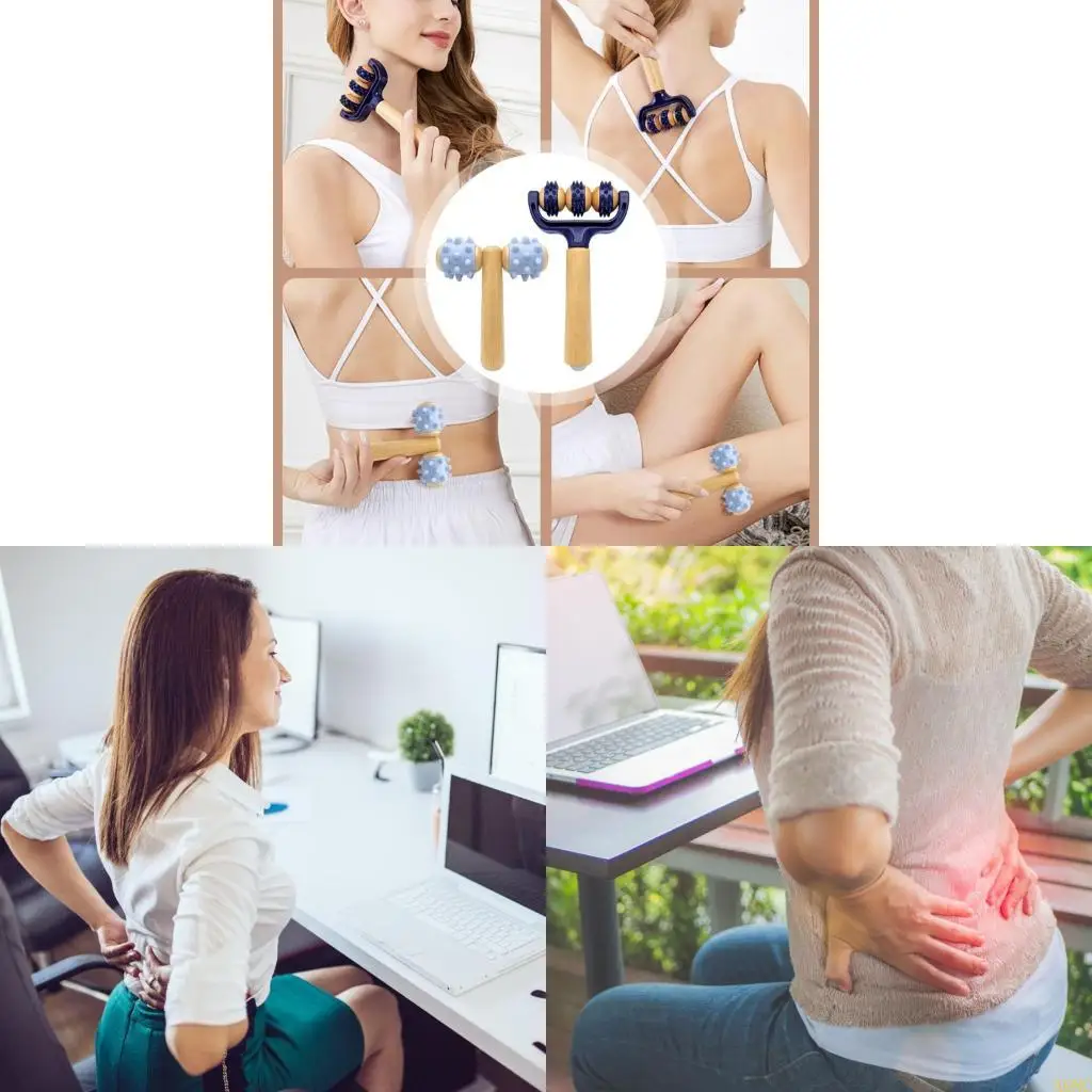 

A0NC Набор из 2 деревянных массажных роликов, подходит для уменьшения мышечных болей всего тела