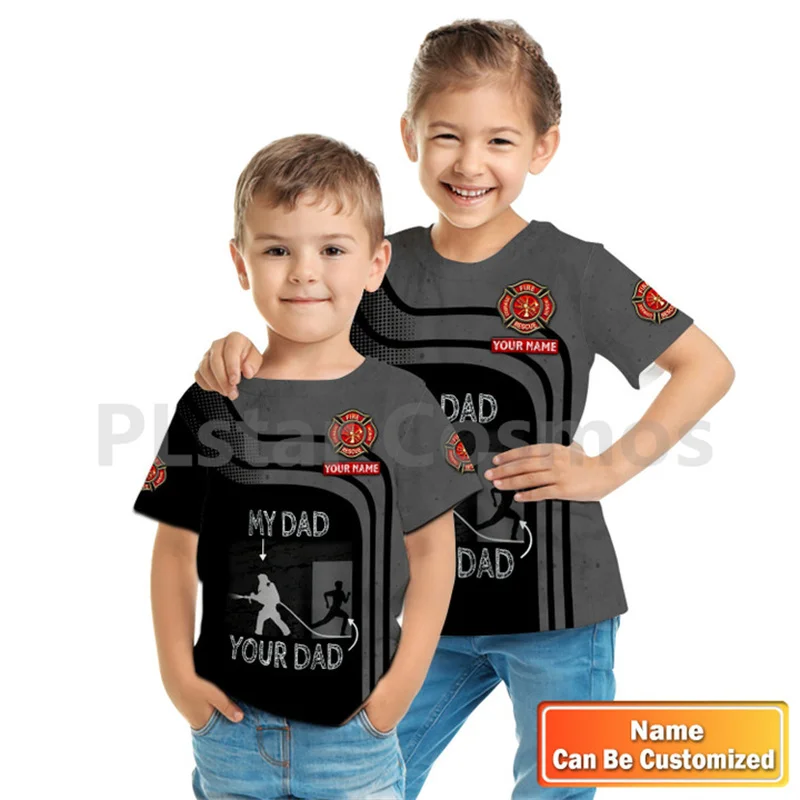 

Customize Name Firefighter 3D Kid Shirt 3d Printed Tops Kids Boy For Girl T Shirt