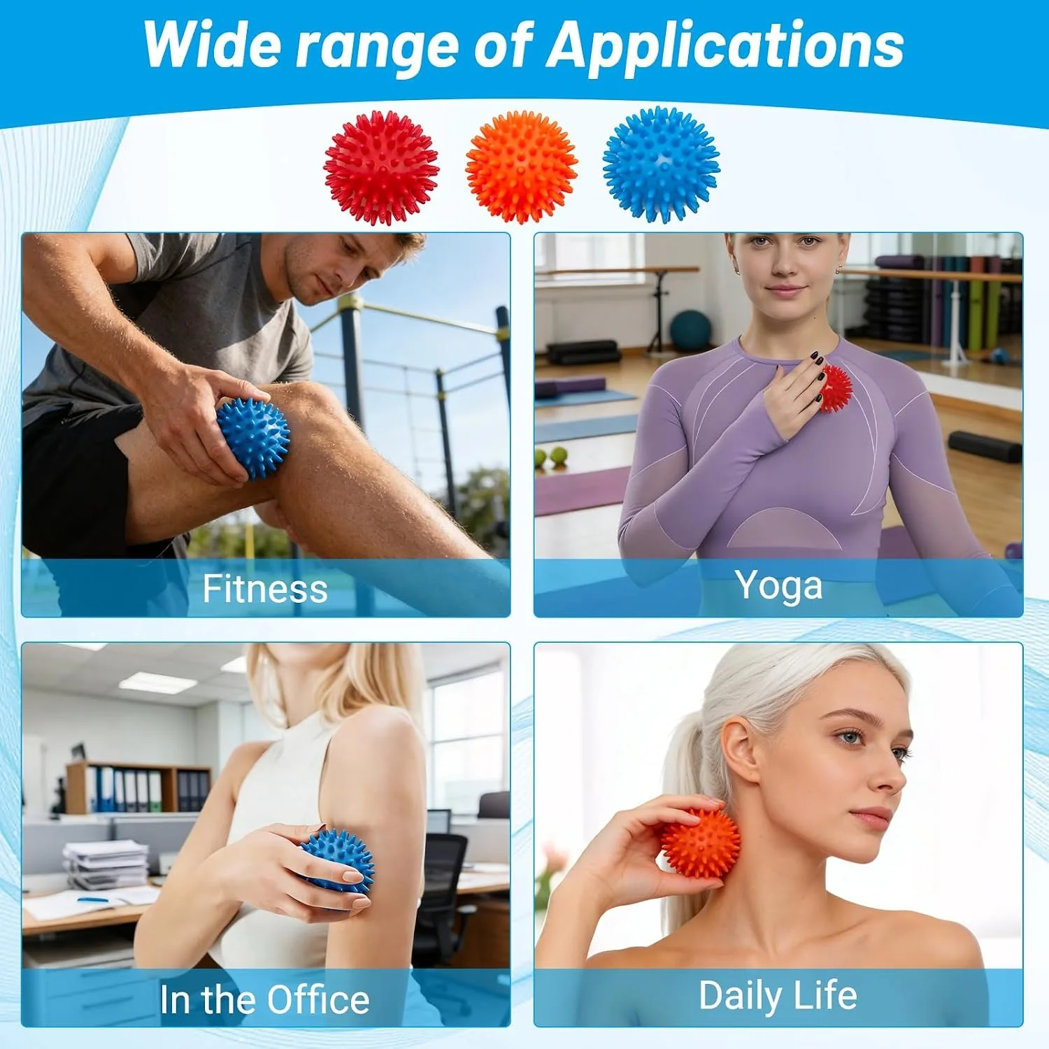 9cm Spiky Massage Ball, Hand Foot Waist Back Relax, Yoga Use, Plantar Fasciitis Relief & Acupoint Massage - view 4