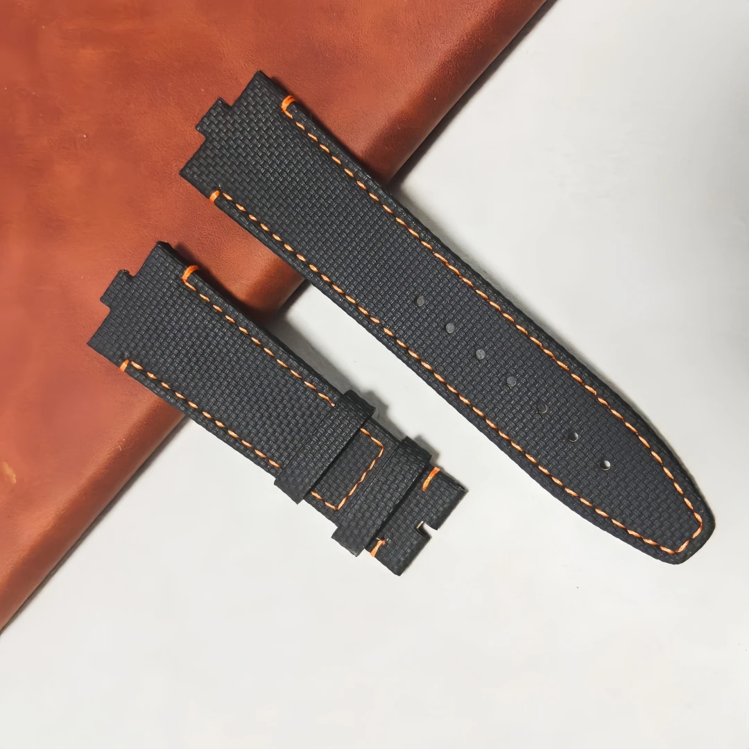 Sailcloth FKM Rubber Strap For Vacheron Constantin Overseas 4500V 5500V 7900V 24×7mm With Steel End Linking Watch Band