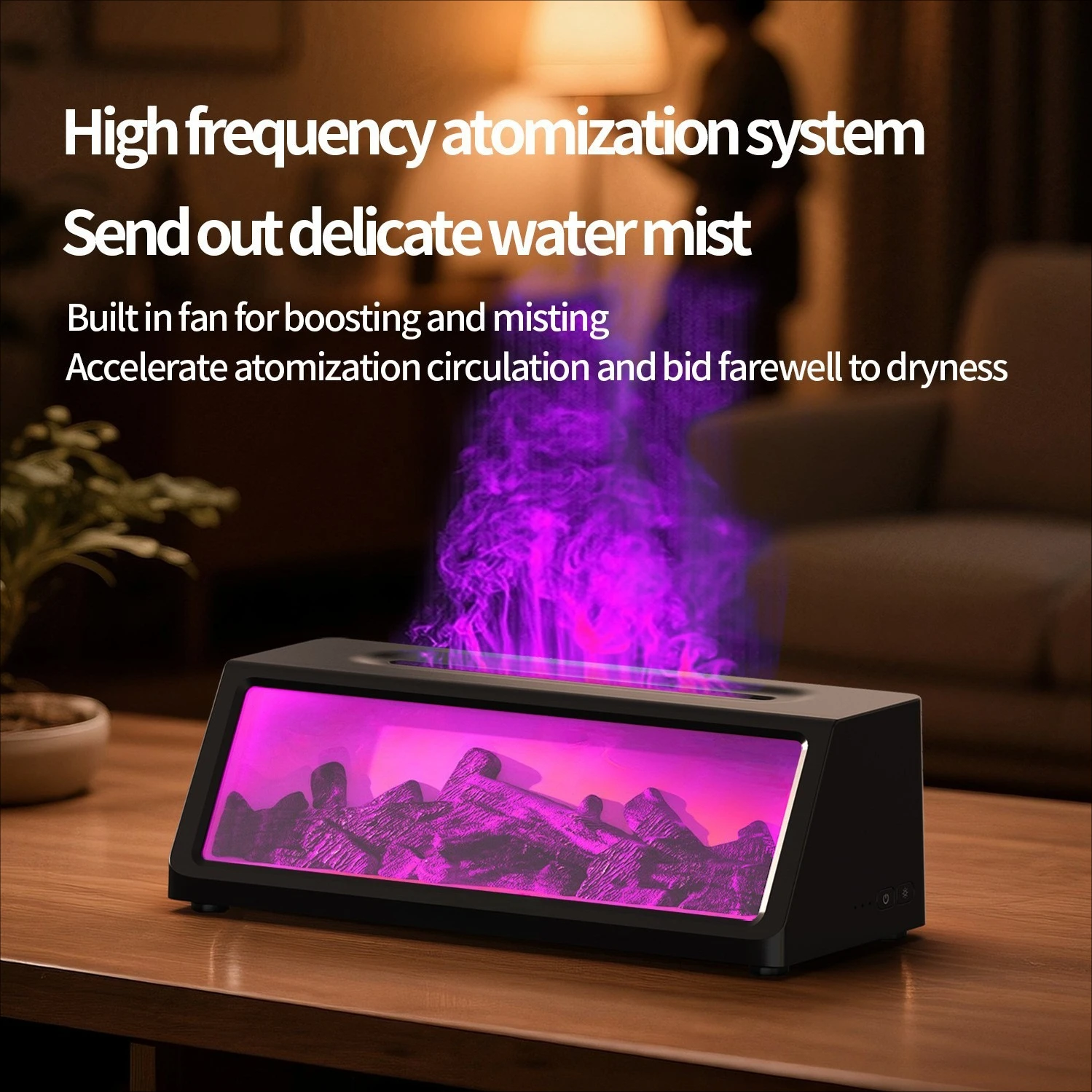 simulated 3D charcoal fireplace aromatherapy machine colorful flame diffuser household retro fireplace humidifier