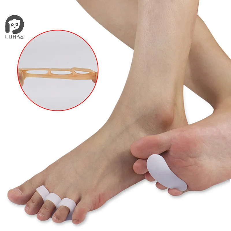 2개입 세 개의 구멍이 있는 실리콘 무지외반증 발 관리 교정기 정형외과 발가락 분리기 손가락 교정 스프레더 보호 패드