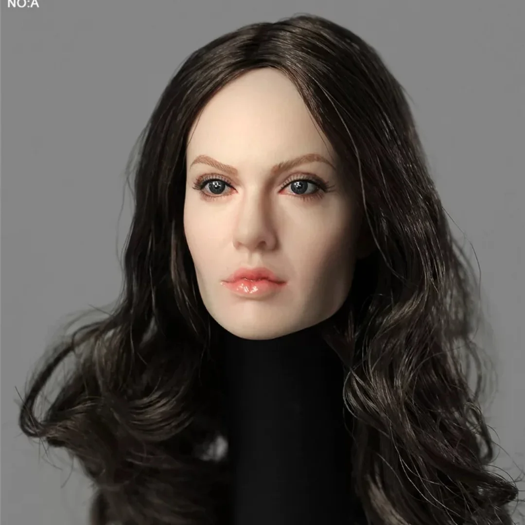 1/6 Angelina Jolie Head Sculpt Curls Actor Star Planted Hair Girl Head Carving  For 12 inch figureTB  Model  Female Figure Body