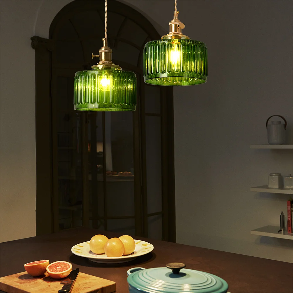 Imagem -04 - Led Green Pendant Light Nordic Chandelier Pendurado Teto Lâmpada Fixture Sala de Estar Sala de Jantar Cozinha Ilha Retro Home Decor Lustre