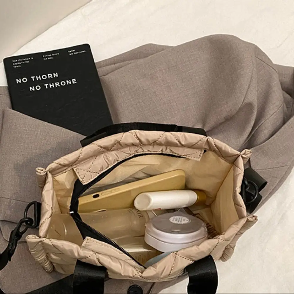 

Корейский стиль, космическая хлопковая сумка через плечо, большая вместительная ромбовидная клетчатая корейская сумка на плечо, сумка-ведро, однотонная маленькая сумка-пуховик