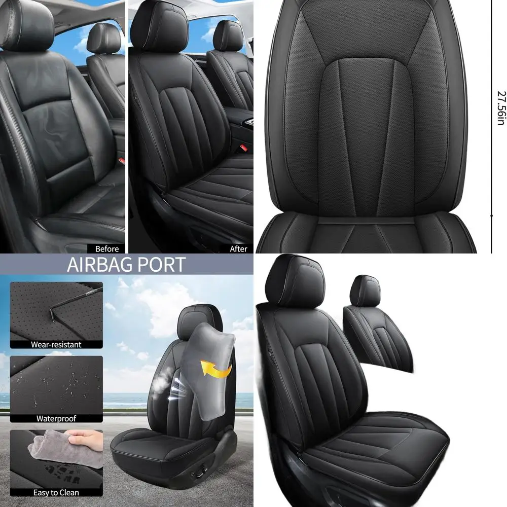

Black Waterproof Leather Seat Covers for SUVs, Sedans, and Trucks - Comfortable & Breathable Luxury Protection
