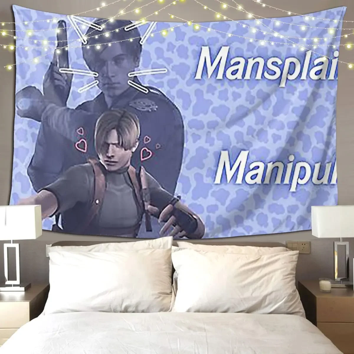 Mansplain, Manipulate, Malewife Leon (Cow) Tapestry Hippie Wall Hanging Aesthetic Home Tapestries for Room Bedroom Dorm Room