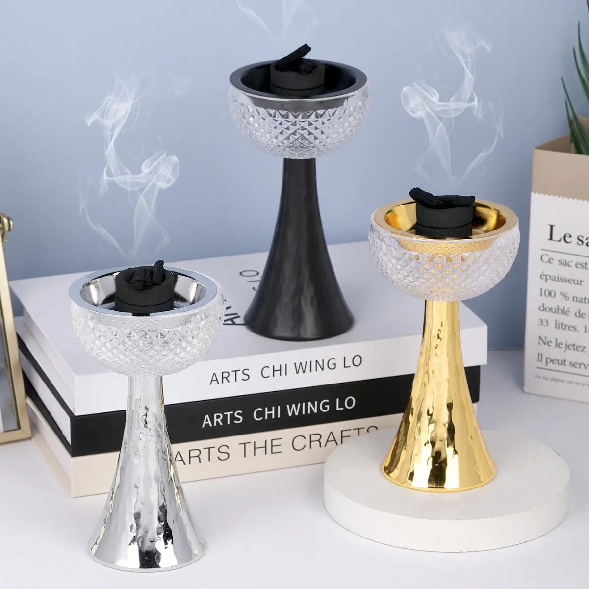 Modern Minimalist Metal Incense Burner, Semi-Transparent Artistic Censer