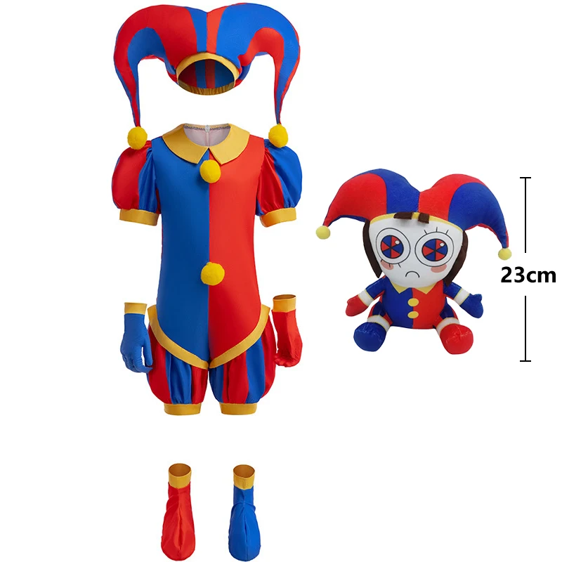 2025 Amazing Digital Circus Halloween Girls Pomni Dress Up Summer Festival Dress Up Red Blue Clown Girl Halloween Cosplay Outfit