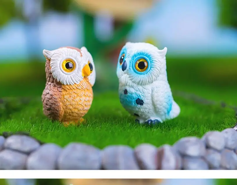 3pcs/set Glasses Owl Resin Fairy Garden Miniature Decoration Pastoral Cartoon Animal Owl Miniature Garden Home Decoration