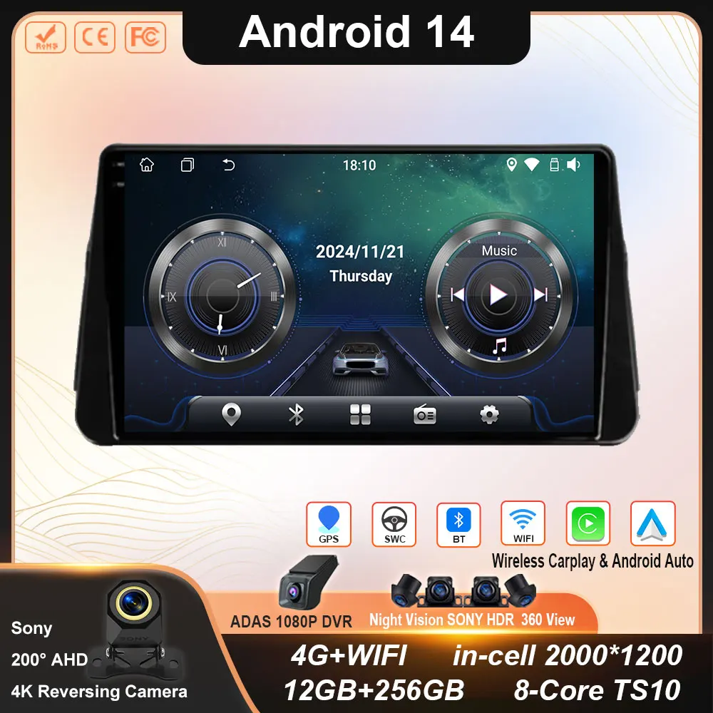 

Android 14 Carplay Auto для NISSAN MICRA KICKS 2017 2018 2019 Автомобильный радиоприемник Мультимедийный видеоплеер Навигация GPS Без 2Din 2 Din 4G