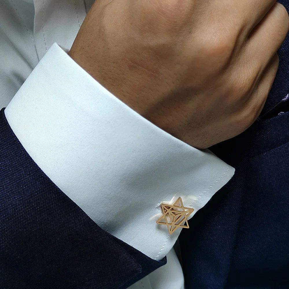 Gemelos de estrella de David de judaísmo para hombre, joyería religiosa de acero inoxidable, botón de camisa gemelos Vintage, regalos de recuerdos para invitados de boda